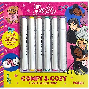 Livro de colorir barbie c/6canetinhas - magic kids (unidade)