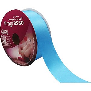 Fita de cetim 38mm 50m. azul medio 1390 - fitas progresso (unidade)