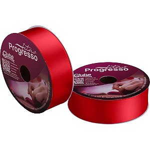 Fita de cetim 38mm 50m. vermelho cereja 2084 - fitas progresso (rolo)