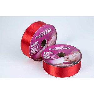 Fita de cetim 38mm 50m. vermelho tomate 1354 - fitas progresso (rolo)