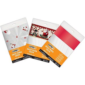 Saco para cesta 45x59cm barrado natal - packpel (pct.c/03)