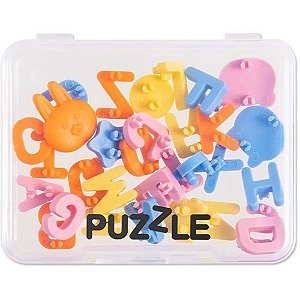 Acessorios para caneta puzzle 26 letras c/6 desenhos - deli (kit)