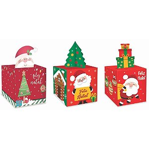 Embalagem para panetone 7x7x7cm caixa pop up (s) - packpel (pct.c/10)