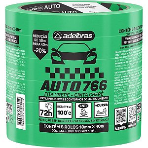 Fita crepe 766 automotiva 18mm x 40m verd - adelbras (pct.c/06)