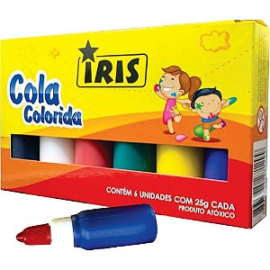 Cola colorida iris 6 cores 25g. - iris (estojo)