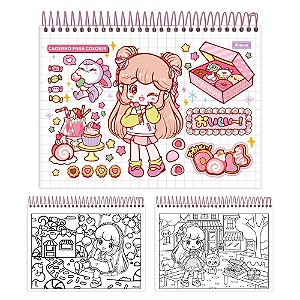Caderno desenho univ capa dura doll para colorir 24fls. - foroni (pct.c/04)