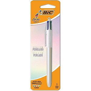 Caneta esferografica 4 cores perolado branco - bic (blister)