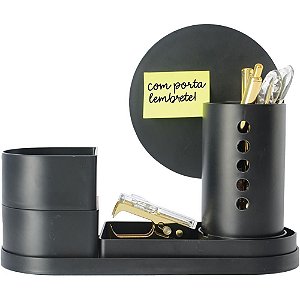 Acessorio para mesa organizador collage preto 5 pe - polibras (kit)