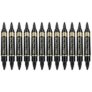 Pincel marcador permanente ponta chanfrada duas pontas pt - deli (cx.c/10)