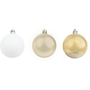 Artigo para decoracao natal bola 6cm 3mod.champ/bco c/08un - yangzi (tubo)