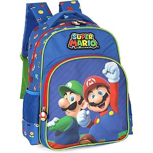 Mochila infantil super mario bros g azul - luxcel (unidade)