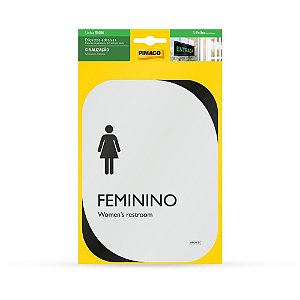 Placa de sinalizacao feminino clean 13,8x18,5cm - pimaco (unidade)