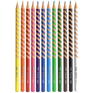 Lapis de cor redondo cis spiro grip 12 cores - sertic (estojo)