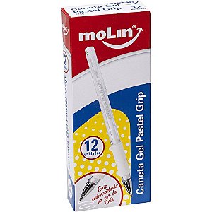 Caneta gel branca 0,8mm. - molin (cx.c/12)