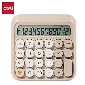 Calculadora de mesa 12dig. mecanico caramelo - deli (unidade)