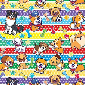 Papel presente bobina couche 60cm. mod.125 cachorrinhos - gessele (bo-100mts)