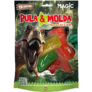 Massa para modelar criativa pula e molda 150g dino 15cores - magic kids (unidade)