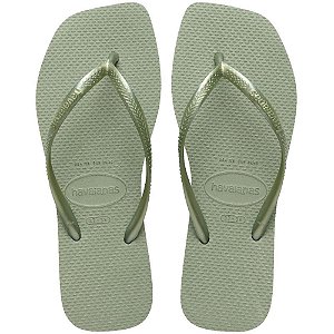 Chinelo havaianas feminino slim square 37/8 smoke green - havaianas (par)