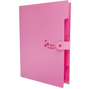 Pasta sanfonada plastica a4 5 divisoes cereja - polibras (unidade)