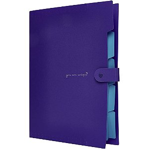 Pasta sanfonada plastica a4 5 divisoes lilas neon - polibras (unidade)