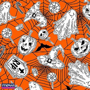 Tnt estampado 1,40m 40g halloween fundo laranja - mewi (rl-25mts)