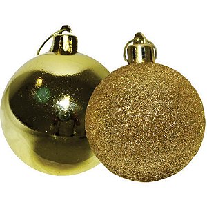 Artigo para decoracao natal bola 4cm ouro brilho/glitter - v.m.p. (pct.c/12)