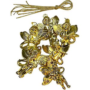 Artigo para decoracao natal pingente anjo 4,5cm dourado - v.m.p. (pct.c/06)