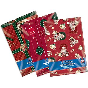 Saco metalizado 35x55cm natal sortido 35x54cm - packpel (pct.c/50)