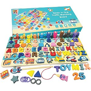 Brinquedo pedagogico madeira montessori 7x1 135 pecas - toy mix (unidade)