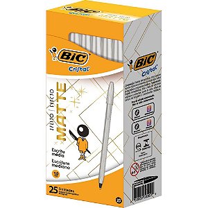 Caneta esferografica cristal mate prata - bic (cx.c/25)