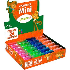 Apontador com deposito mini cores (sortido) - leonora (dp.c/24)