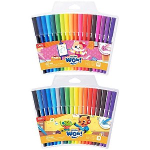Caneta hidrografica color wow lavavel 18 cores - deli (estojo)