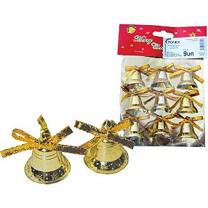 Artigo para decoracao natal pingente sino 3cm c/laco sort - v.m.p. (pct.c/09)