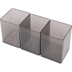 Acessorio para mesa organizador office fume 3 peca - polibras (kit)