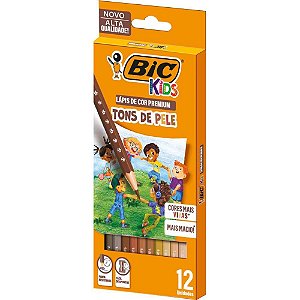 Lapis de cor sextavado bic kids tons de pele 12 cor. - bic (pct.c/06)
