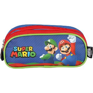 Estojo triplo super mario bros azul - luxcel (unidade)
