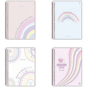 Caderno 10x1 capa dura arc-en-ciel 160f - animativa (pct.c/04)