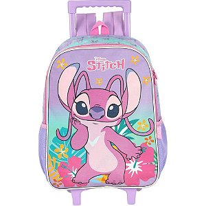 Mochila infantil com rodinha stitch roxo g - luxcel (unidade)