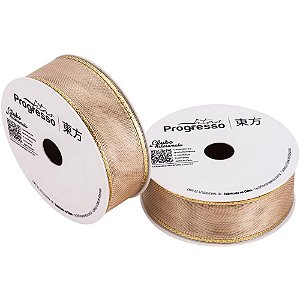 Fita metalizada 25mm 10m. ouro aramada - fitas progresso (unidade)
