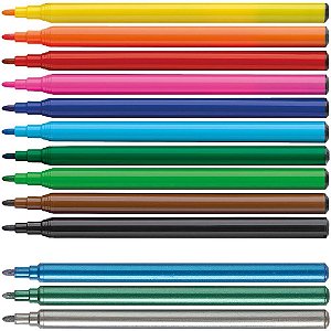 Caneta hidrografica unicornio 10 cores + 3 glitter - faber-castell (cx.c/10)