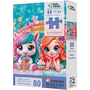 Quebra-cabeca cartonado reino encantado 80pecas - pais e filhos (unidade)