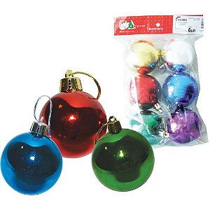 Artigo para decoracao natal bola 6cm brilho sortidas - v.m.p. (pct.c/06)