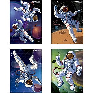 Caderno brochura 1/4 capa dura outer space 80fls. - animativa (pct.c/05)