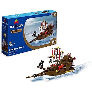 Brinquedo para montar piratas barco 4 em 1 297pecas - xalingo (unidade)