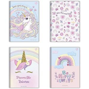 Caderno brochura 1/4 capa dura arc-en-ciel 80f - animativa (pct.c/05)