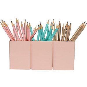 Acessorio para mesa organizador office rosa antigo - polibras (kit)
