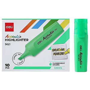 Caneta marca texto accent fluorescente 1-5mm vd - deli (cx.c/10)