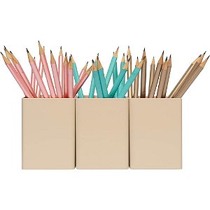 Acessorio para mesa organizador office areia 3 pec - polibras (kit)