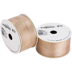 Fita metalizada 38mm 10m. ouro aramada - fitas progresso (unidade)