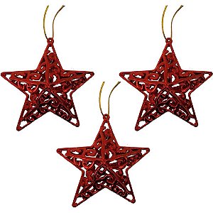 Artigo para decoracao natal enfeite estrela vazada 9cm. ve - yangzi (pct.c/03)